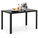 Table  manger 120 cm pour 4 personnes, table de cuisine rectangulaire avec plateau en verre, cadre en ...
