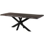 Massivmoebel24 - table � manger 220x100x79 en bois de manguier laqu� beige / pieds mikado anthracite ...