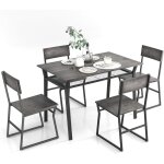 Relax4life - table a manger avec 4 chaises industrielles, table chaise encastrable avec tagre en filet, ...