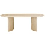 Table � manger 6 personnes ovale en bois laqu� - beige - glossi