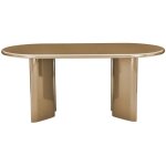 Table � manger 6 personnes ovale en bois laqu� - marron - glossi