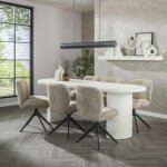 Pier import - table � manger blanche en marbre composite 215 cm taj