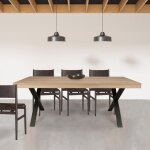 Le quai des affaires ? table � manger rectangulaire 180 x 90 cm ? d�cor ch�ne blanchi ? pieds en m�tal ...