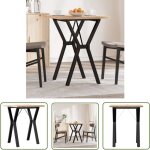 The living store - table  manger cadre en y 60x60x75, 5cm bois de pin massif acier - table  manger ...