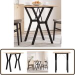 Table  manger cadre en y 60x60x75 cm bois de pin massif acier - table  manger - table ronde - table ...