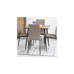 Table  manger carre 80x75 cm dcor chne et noir - videa