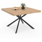Idmarket - table  manger carre alix 8 personnes pied araigne bois et noir 120 cm