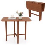 Table � manger carr�e en bois pour 2 - 4 personnes avec 2 panneaux rabattables, pieds en bois de caoutchouc, ...