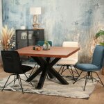 Pier import - table  manger carre chne mtal pied crois 130 cm oka