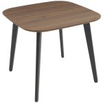 Table � manger carr�e effet noyer pieds m�tal noir 4 places
