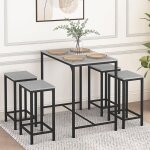 Table  manger et chaises avec 4 chaises, comptoir de cuisine, comptoir de salon, structure en acier, ...