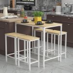 Table  manger et chaises avec 4 chaises, comptoir de cuisine, comptoir de salon, structure en acier, ...