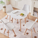 Table � manger et chaises - chaises de scandinave (lot de 4) - table ronde blanche - 4 personnes - wokaka ...