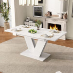 Table � manger extensible 120 / 160x80 cm pour 4 - 6 personnes - plateau �pais, pieds en v et design ...
