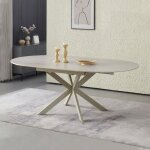 Table à manger extensible 120 - 200 cm pieds en métal creme - venter Table à manger extensible 120 - 200 cm pieds en métal creme - venter