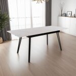 M&s - table � manger extensible 160 / 200x90x76 cm effet marbre blanc - mindy