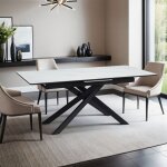 M&s - table � manger extensible 180 - 220 cm effet marbre blanc - inski