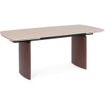 Table à manger extensible 180 / 260x90 cm effet travertin et marron Table à manger extensible 180 / 260x90 cm effet travertin et marron