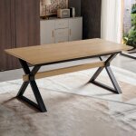 Table à manger extensible 180 - 300 cm pieds en métal noir - venter Table à manger extensible 180 - 300 cm pieds en métal noir - venter