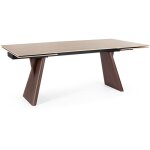 Table  manger extensible 200 / 300 cm en grs effet travertin et marron
