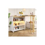 Wishdor - table à manger extensible avec 3 compartiments de rangement, éclairage led, porte coulissante ... Wishdor - table à manger extensible avec 3 compartiments de rangement, éclairage led, porte coulissante ...