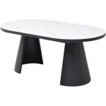 Table  manger extensible 6  10 personnes en mdf et mtal - effet marbre blanc et noir - korizea