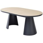 Table  manger extensible 6  10 personnes en mdf et mtal - naturel clair et noir - korizea