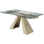 Vente - unique - table  manger extensible 6  10 personnes en verre tremp et mtal beige - transparent ...