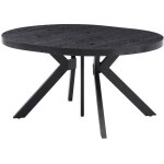 Table � manger extensible 6 � 12 couverts en mdf et acier - noir - komoni