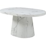 Vente - unique - table  manger extensible 6  + 12 personnes en mdf - effet marbre blanc - cloeva