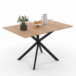 Table  manger extensible carre alix 4 - 6 personnes pied araigne bois et noir 80 - 120 cm