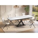 Deco in paris - table � manger extensible en c�ramique blanche 6 - 10 personnes