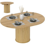 Table � manger extensible - homcom - pour 6 � 8 personnes - mdf - 110 - 150 x 75 cm - effet bois naturel ...