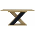 Table a manger extensible laos - bois scie et noir mat 120 - 160 cm