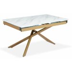 Paris prix - table à manger extensible 'lara' 150 - 210cm blanc & or Paris prix - table à manger extensible 'lara' 150 - 210cm blanc & or