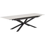 Table  manger extensible nana ? cramique travertin & pied mtal noir ? 180  260 cm