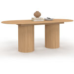 Table � manger extensible ovale juliette 6 - 10 personnes pieds cylindriques effet lattes 160 - 200 cm ...