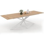 Table � manger extensible rectangle alix 8 - 12 personnes pied araign�e bois et blanc 200 - 240 cm