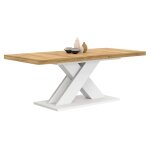 Table  manger extensible rectangle alicia 6 - 10 personnes bois et blanc 160 - 200 cm