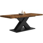 Table � manger extensible rectangle alicia 6 - 10 personnes plateau bois fonc� hawkins et pied x noir ...