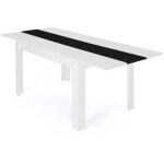 Table  manger extensible rectangle georgia 6 - 10 personnes blanche et noire 140 - 220 x 90 cm
