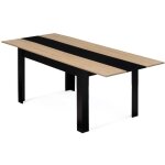 Table  manger extensible rectangle georgia 6 - 10 personnes noire et imitation htre 140 - 220 x 90 ...