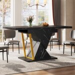 Table � manger extensible rectangulaire pour 4 - 6 personnes, placage � motif marbre, 110 / 140�80�76 ...