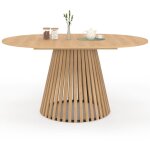 Table à manger extensible ronde carmen 4 - 8 personnes pied bois en lattes et plateau bois 110 - 150 ... Table à manger extensible ronde carmen 4 - 8 personnes pied bois en lattes et plateau bois 110 - 150 ...