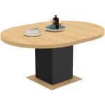 Table à manger extensible ronde eden 4 - 8 personnes bois et noir 120 - 160 cm Table à manger extensible ronde eden 4 - 8 personnes bois et noir 120 - 160 cm