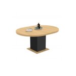 Table  manger extensible ronde eden 4 - 8 personnes bois et noir 120 - 160 cm
