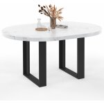 Table � manger extensible ronde phoenix 4 - 6 personnes plateau effet marbre blanc alaska 110 - 150 cm ...