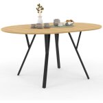Idmarket - table � manger extensible ronde yseult 4 - 8 personnes bois et noir design industriel 110 ...