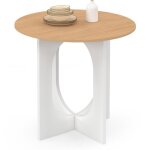 Table � manger fixe ronde aloise 4 personnes pied arc blanc et bois 80 cm