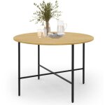 Table � manger fixe ronde detroit 4 - 6 personnes design industriel 110 cm